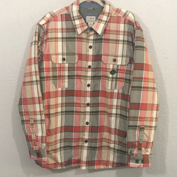 Ll Bean Primaloft Quilt Lined Flannel 